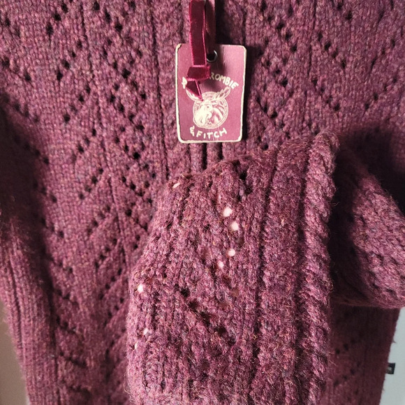 Abercrombie & Fitch Vintage 2002 Y2K Lambswool Blend Burgundy Jacket NWT - Picture 6 of 13